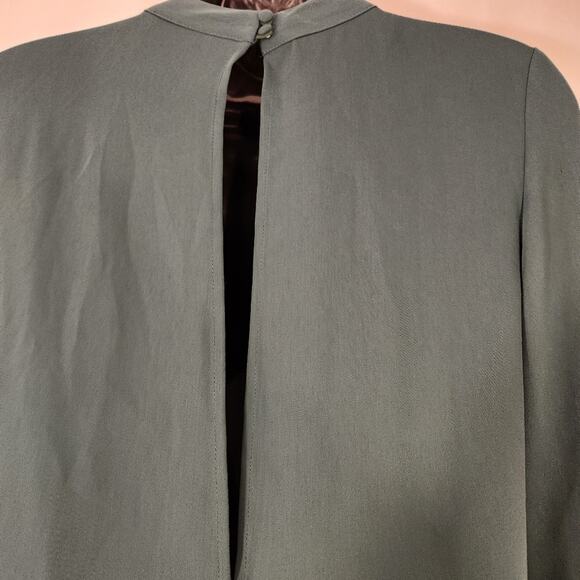 H&M Green High Neck Unlined Pin Tuck Gremlincore Goblincore Twee Womens 2 NEW - Picture 7 of 12